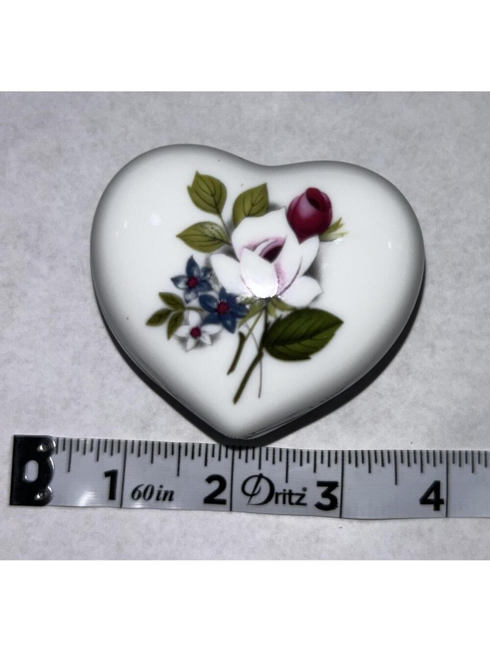 Vintage Otagiri Heart Shaped Trinket Box Made in Japan Rose Banquet.